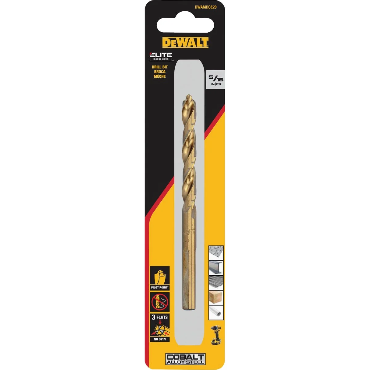 Stylish Dewalt Elite Series 5 16 In. x 4-3 5 In. Cobalt Alloy Steel Jobber Length Twist Drill Bit Detailed