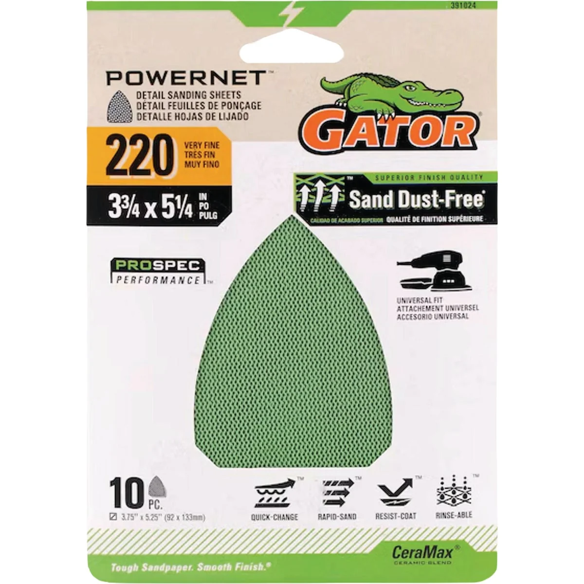Long-Lasting Gator 220-Grit Mesh Mouse Sandpaper Sheet 10-Pack Expertly Made