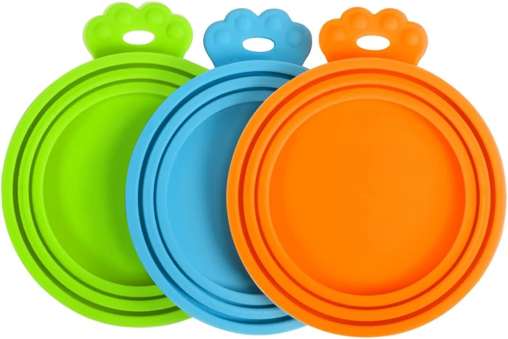Responsible PetBonus 3 Pack Silicone Pet Can Cover Lids Universal Size for Dog Cat Food 1 fit 3 Standard Size Can Tops BPA Dishwasher Safe Blue Green Orange Functional