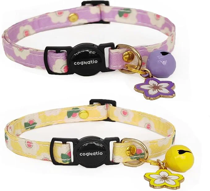 Official 2 Pack Cotton Breakaway cat Collars Practical