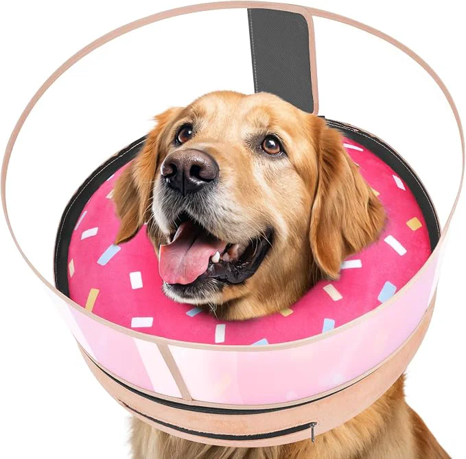 Crafted Inflatable Dog Cone with Anti-Licking Clear Shield Protective Dog Donut Collar Verified