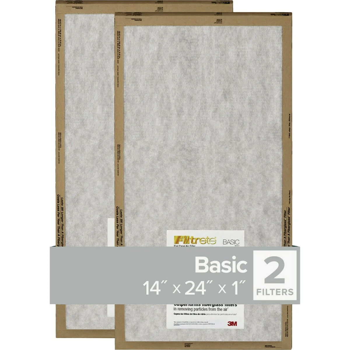 Top-Quality Filtrete 14 In. x 24 In. x 1 In. Basic MPR Flat Panel Furnace Filter MERV 1 2-Pack Authentic