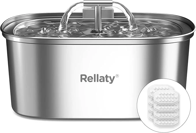 Comfortable Cat Water Fountain Stainless Steel 108oz 3.2L Pet Drinking Foundatin for Cats Indoor Automatic Dog Water Dispenser Bowl – Cat Feeding Watering Supplies with 8 FiltersAbout ThisOverview Certified