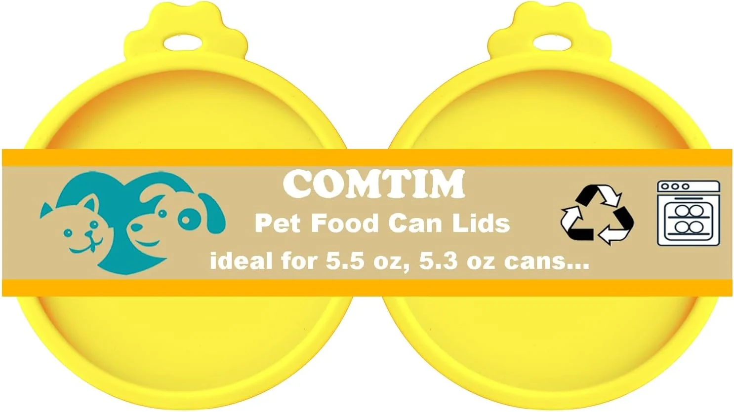 Exceptional Comtim Cat Food Can Covers Lids for 5.5 oz Cans 2 Pack Silicone Cat Food Can Lids for 5.5 oz 5.3 oz Cans…Pet Food Can Covers Reusable Can Toppers Savers for Wet Food Yellow Healthy