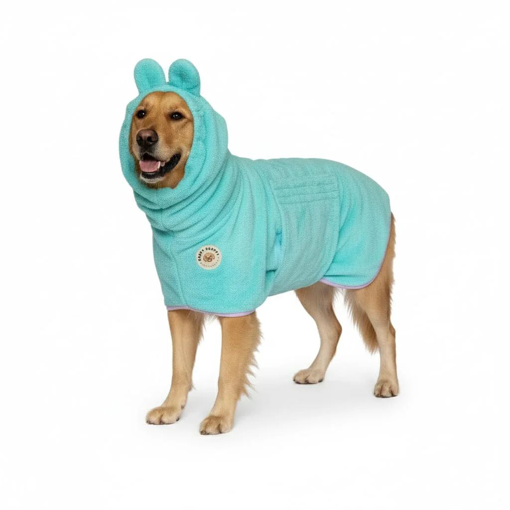 DERPYCHAPPY Premium Dog Towel Robe – Ultra-Absorbent Quick-Dry Microfiber Made in Korea Efficient