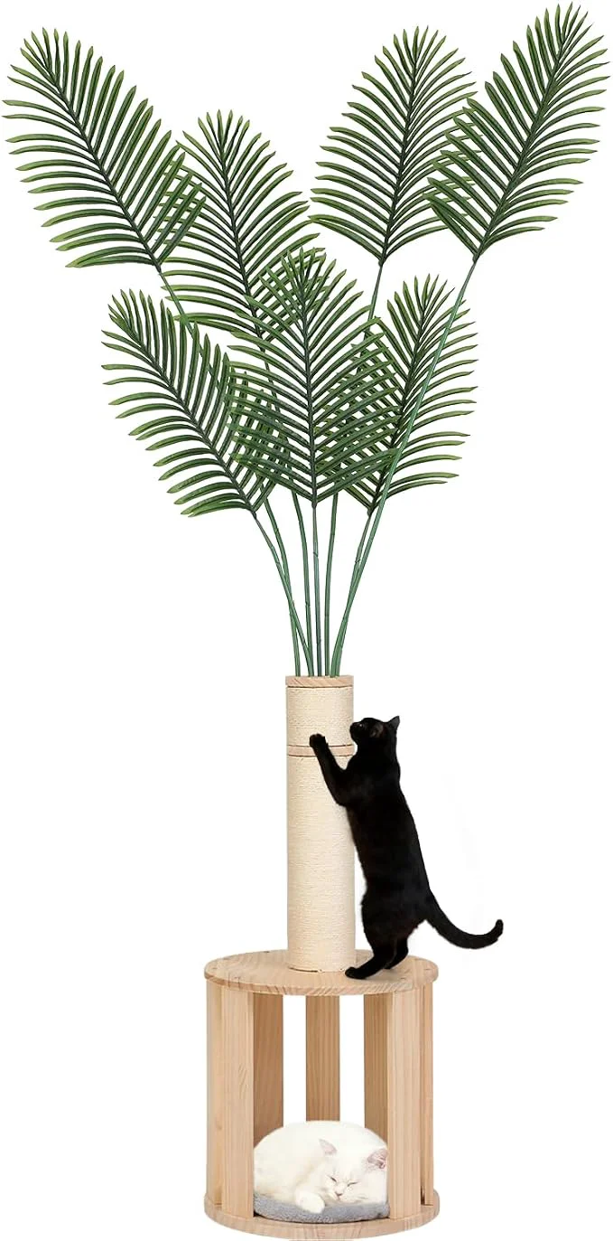 Powerful 82.7” Tall Modern Cat Tree for Indoor Cats Artificial Areca Palm Tree Cat Carefully Designed