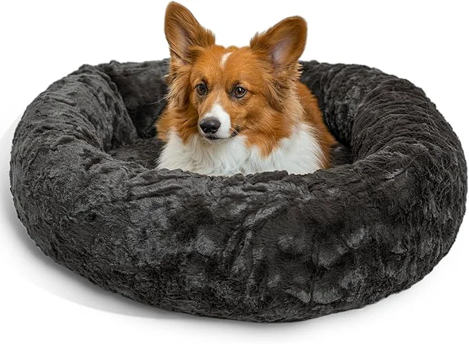 Responsible Friends by Sheri Calming Donut Dog and Cat Bed Lux Faux Fur Mink Dark Gray 30in x 30in – Anxiety Relief for Pets Up to 45 lbsAbout ThisOverview Exceptional