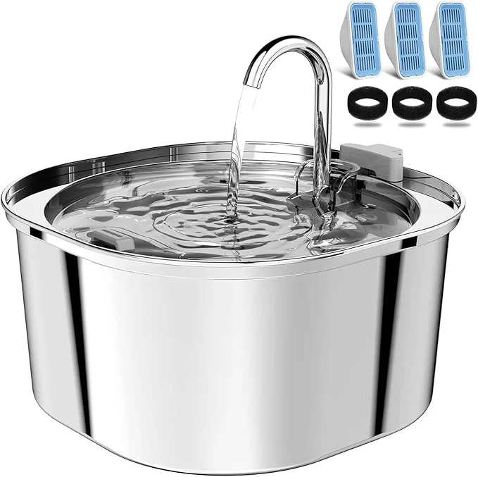 Consistent PEKTACO Cat Water Fountain 3.2L 108oz Stainless Steel Pet Water Fountain for Cats Dogs Indoor Dog Drinking Dispenser Metal Kitty Spout with 3 Filters 3 SpongesAbout ThisOverview Trendy