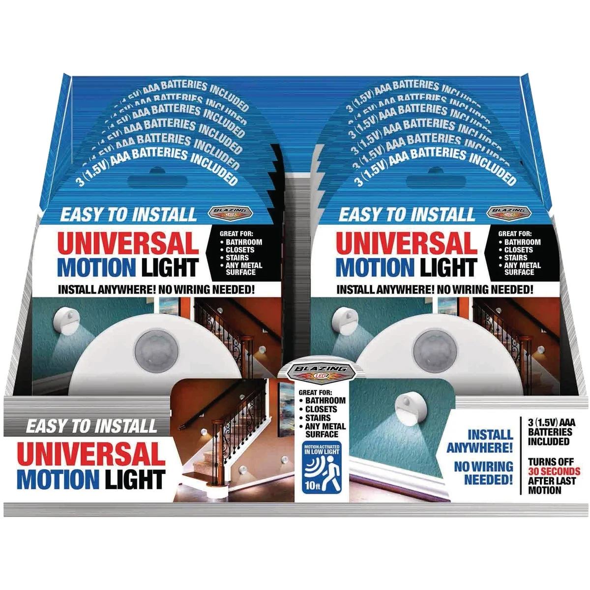 Eco-Friendly Blazing LEDz White LED Motion Sensor Battery Operated Light Powerful