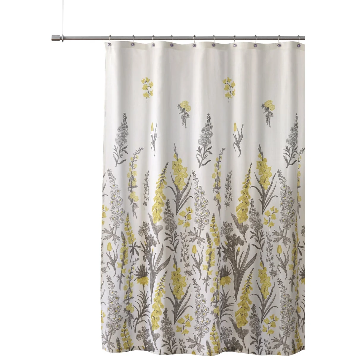 Natural Zenna Home 70 In. x 72 In. Eva Flowers Yellow Decorative Fabric Shower Curtain Stylish