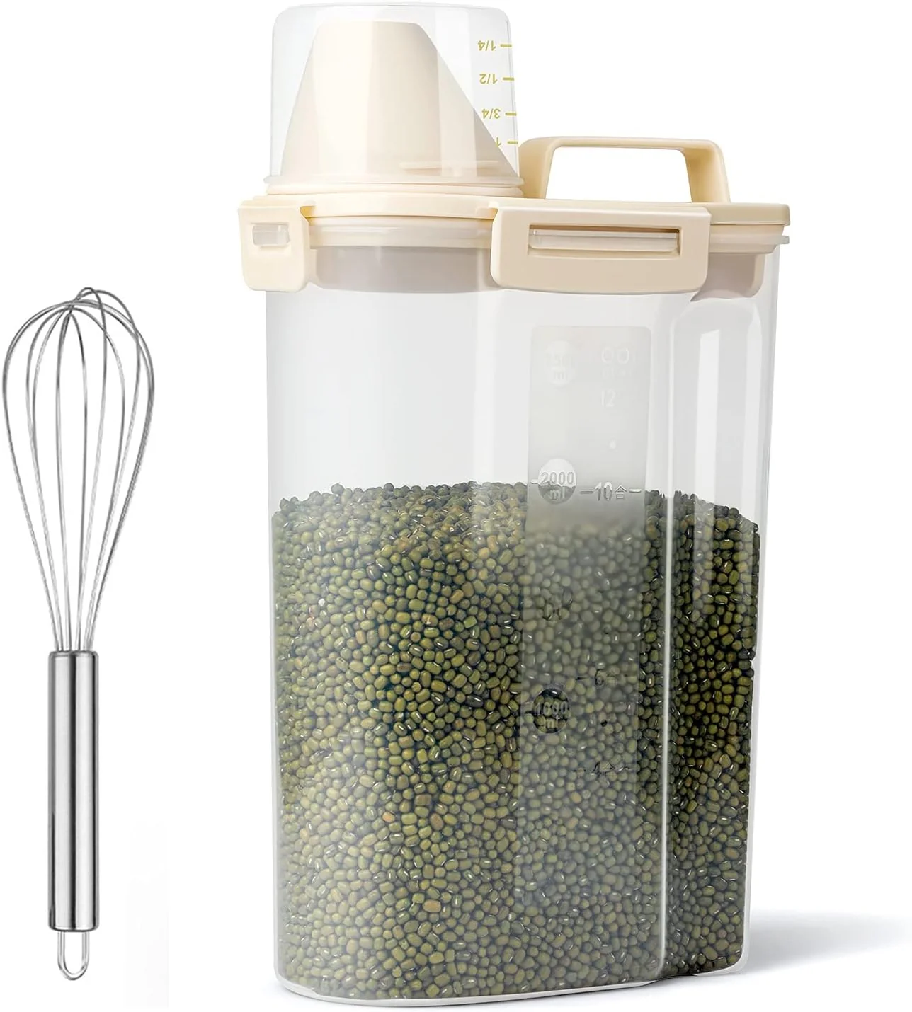 Exceptional Rice Airtight Dry Food Storage Containers BPA Plastic Storage Bin Dispenser with Pourable Spout Measuring cup for Ce Flour and Baking Supplies Include a Stainless Steel Whisk Superior