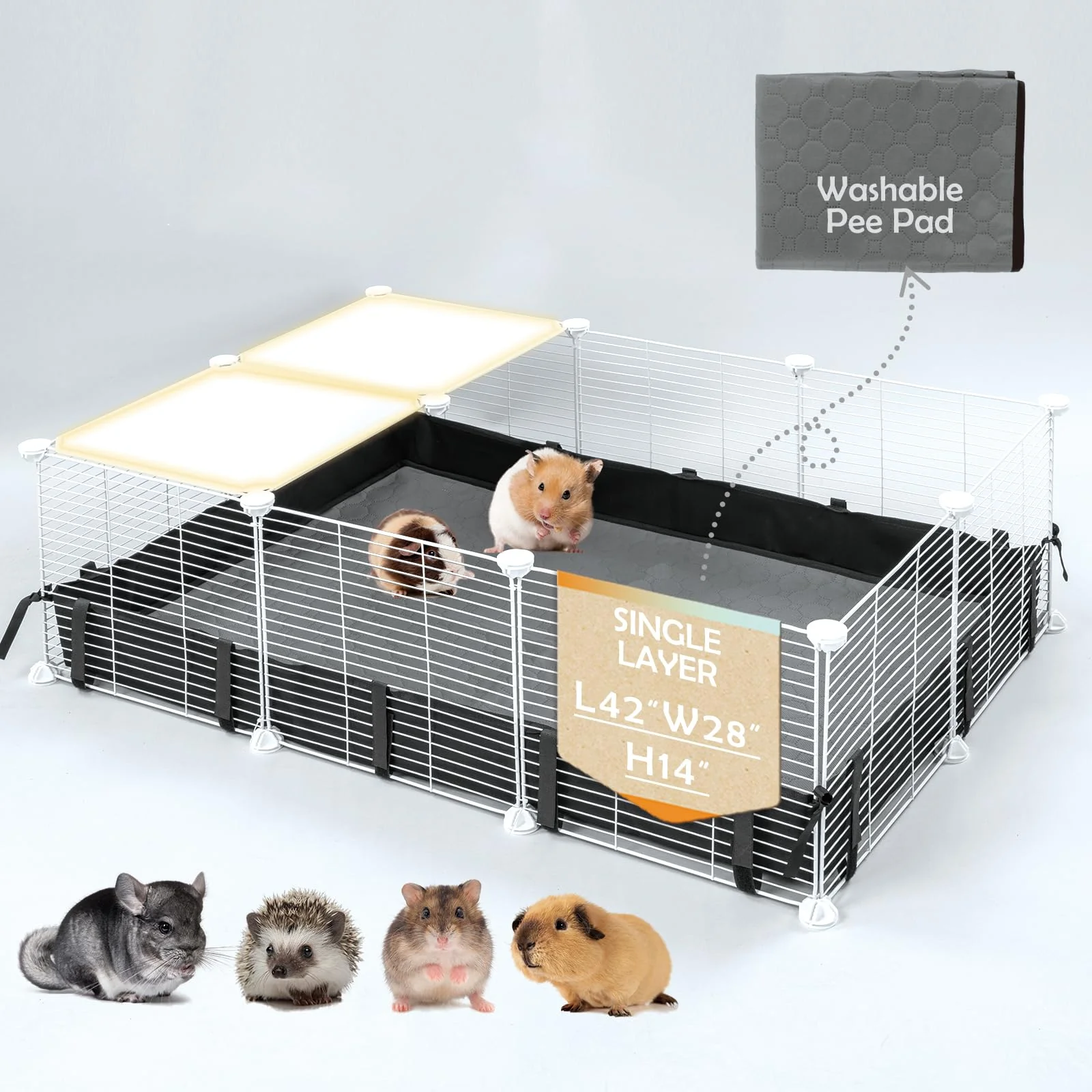 Detailed MEEXPAWS Guinea Pig Cages – Waterproof PVC Liner Washable Pee Pad Indoor Small Animal Playpen Fine