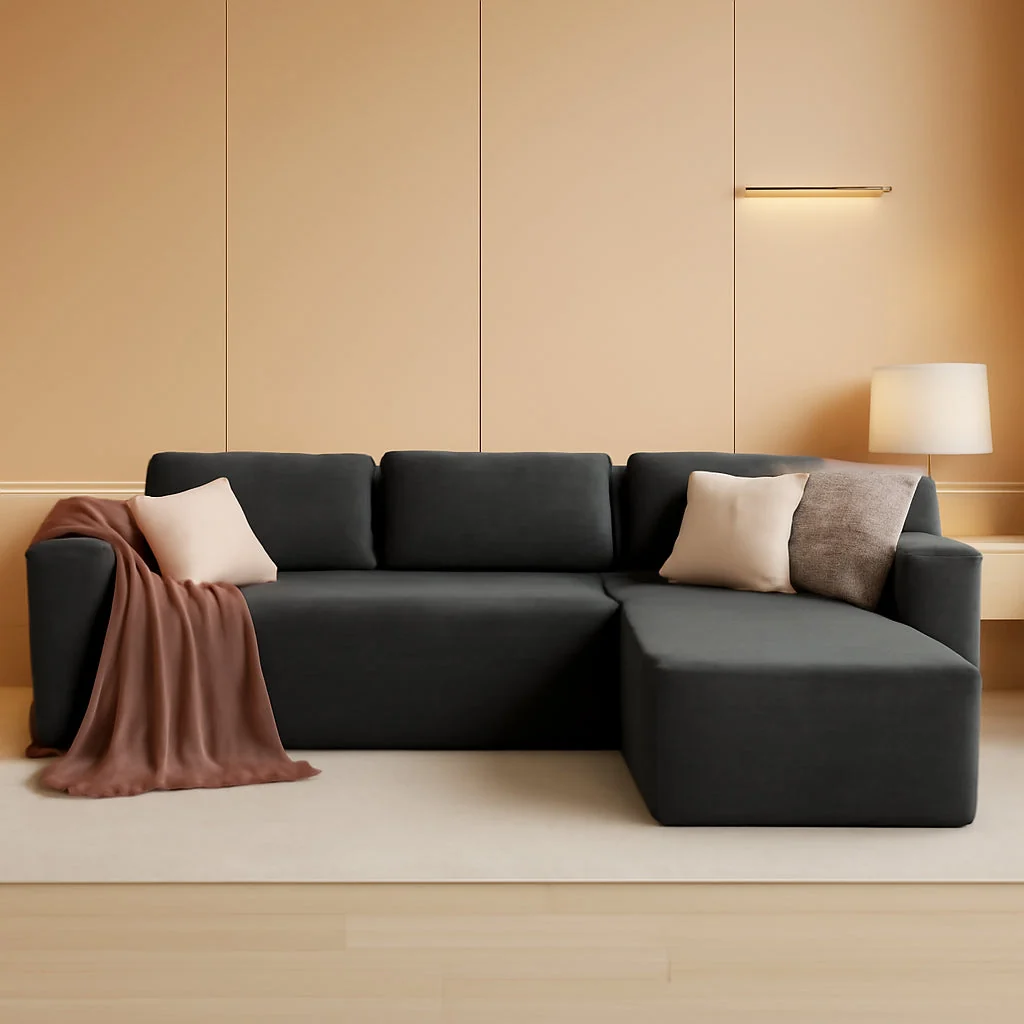 Pure 106 Inches Grey Convertible Sectional Upholstered Sofa Advanced