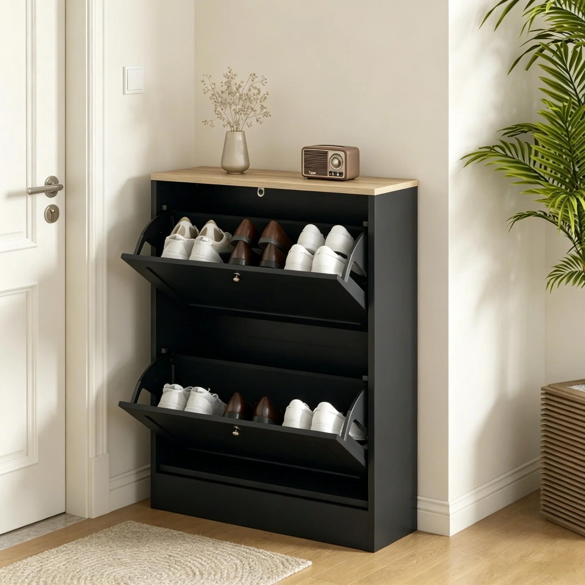 Secure Narrow Shoe Cabinet Stable Shoe Storage Cabinet Authentic