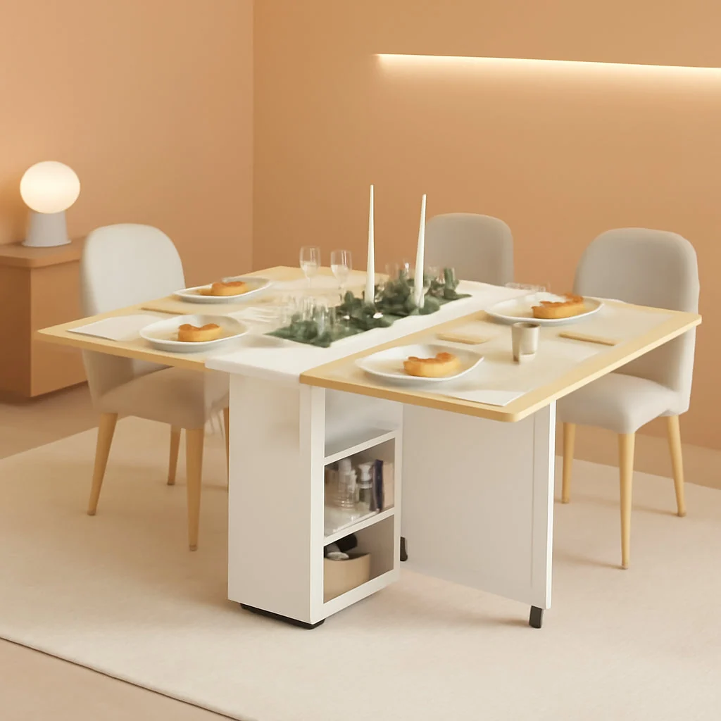 Enhanced Garvee Folding Dining Table Featuring Storage Drawers Innovative