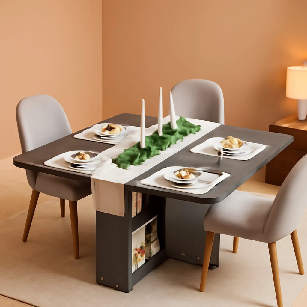 Optimized Compact Folding Dining Table With Integrated Wheels Outstanding
