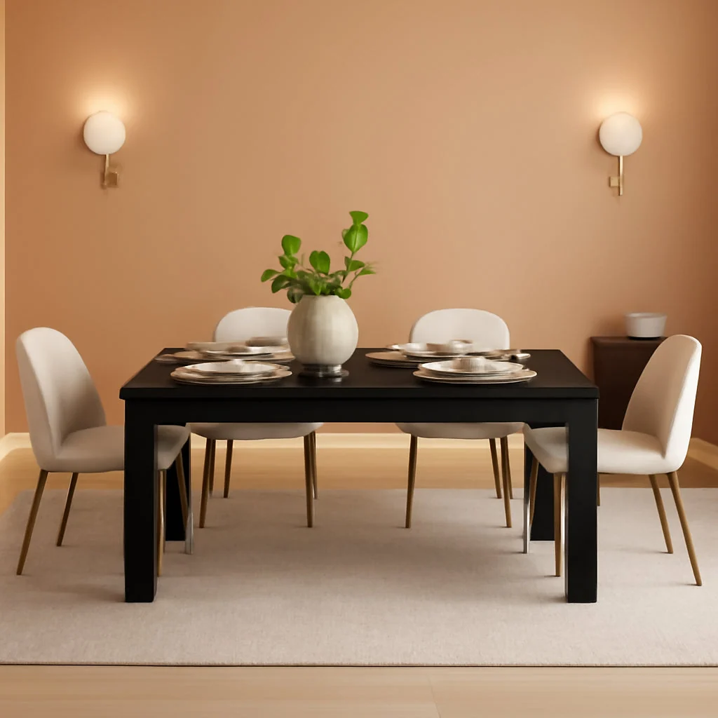 Official Dining Table Black Farmhouse Rectangular Seats Six Casual