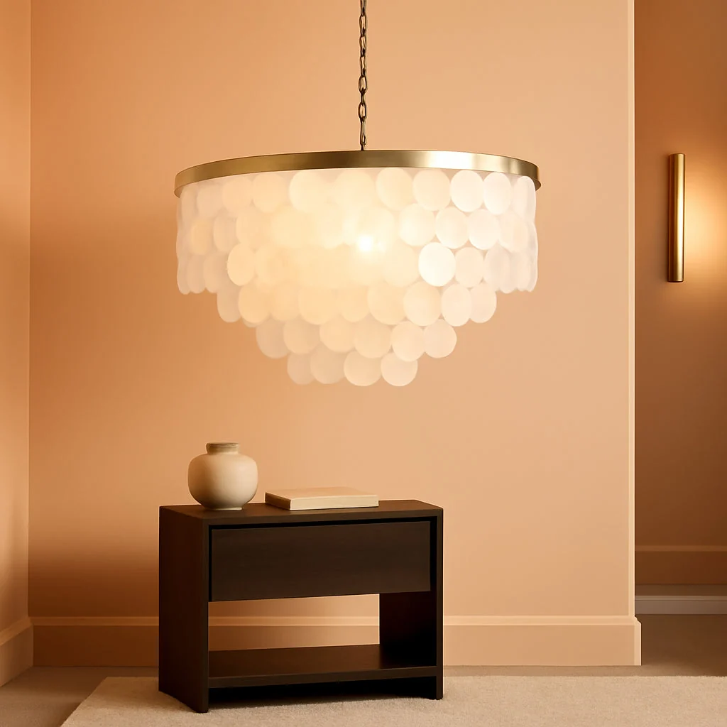 Environmentally Friendly 24 Inches Brushed Brass Finish FiveLight Chandelier Fashionable