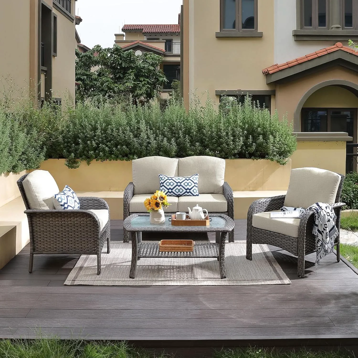 Consistent All Weather Wicker Patio Furniture Set with Cushions Carefully Designed