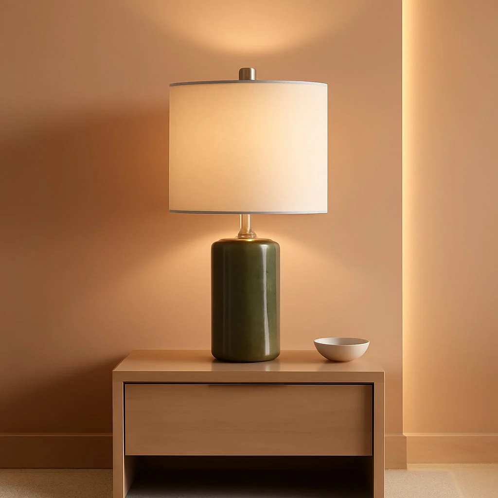 Reliable Industrial Green Ceramic Nightstand Table Lamp Modern Practical