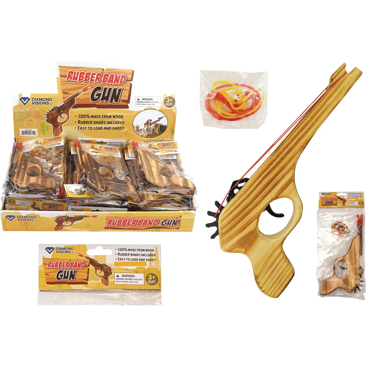 Premium Material Diamond Visions Wooden Rubber Band Gun Versatile