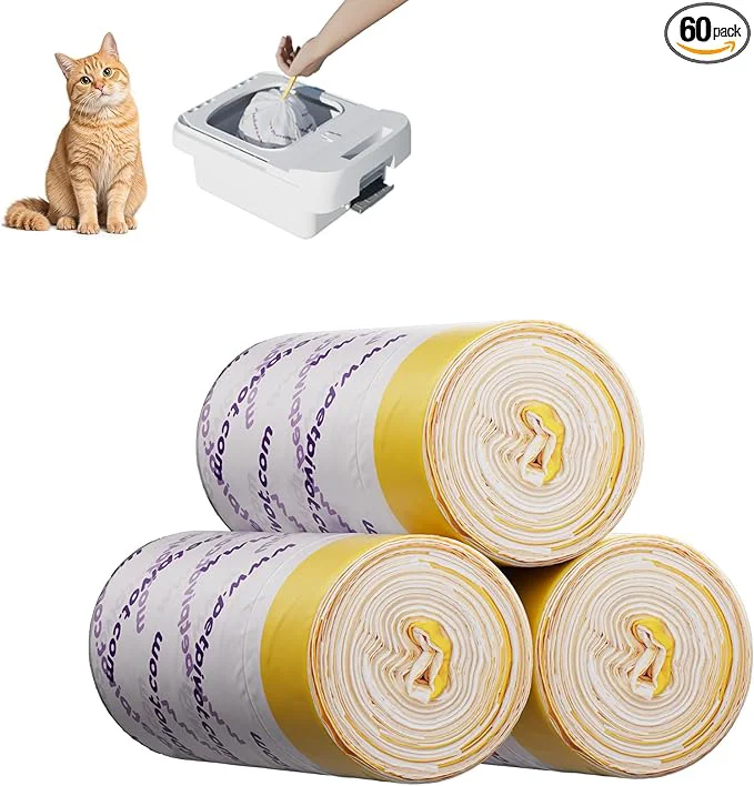 Eco-Friendly 60 Count Automatic Cat Litter Box Bags Compatible with Autoscooper 11 27.56 x16.14 Thick Liners for Self-Cleaning Cat Litter Box Heavy Duty Disposable Waste Bags 3 Rolls 20 Each About ThisOverview Trusted