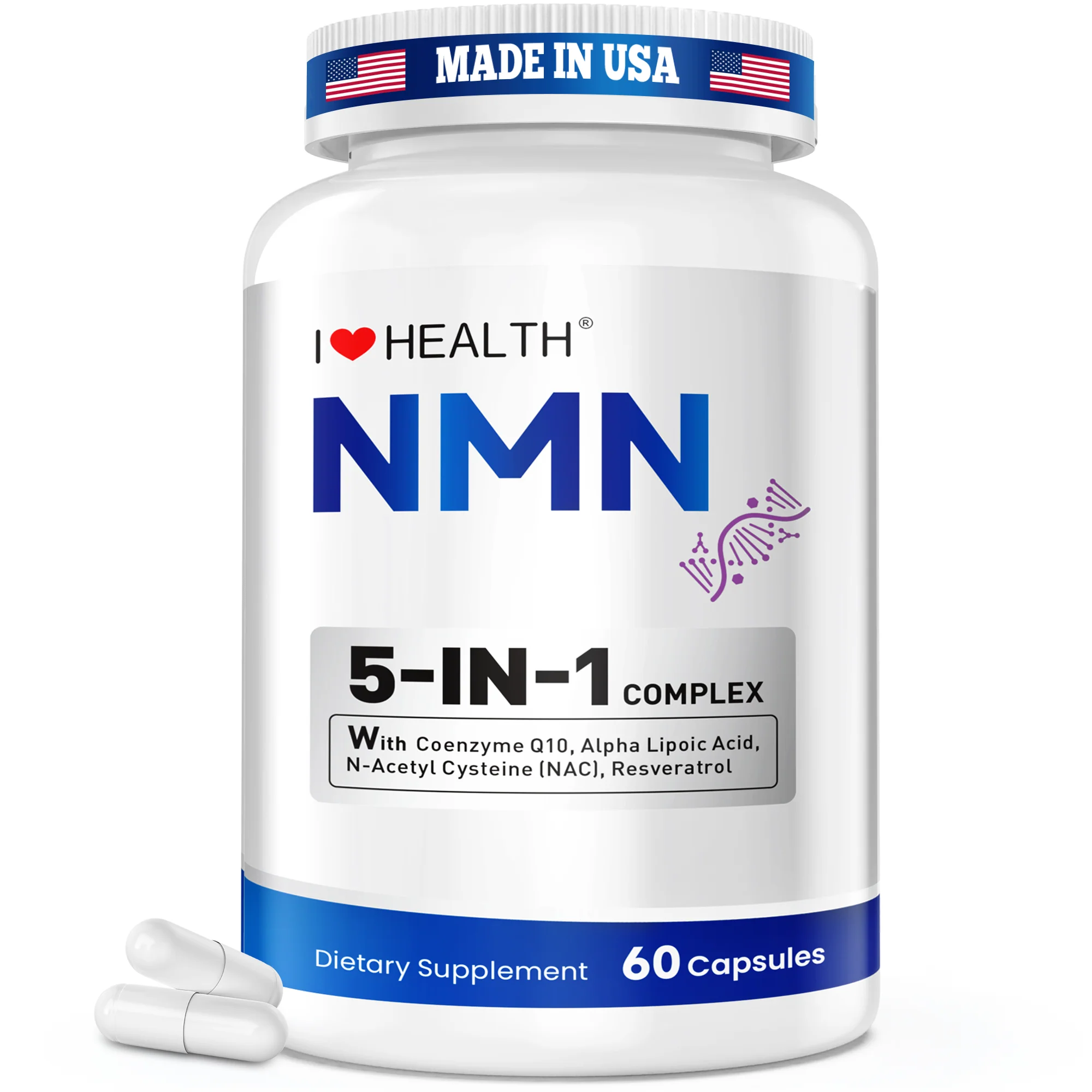 Versatile NMN Complex Plus for Women Men – W NAC 72mg Alpha Lipoic Acid 100mg NMN 120mg Coenzyme Q10 24mg Resveratrol 12mg 60 Capsules 60 Servings Supports Energy Antioxidant Anti-Aging Cellular Health User-Friendly