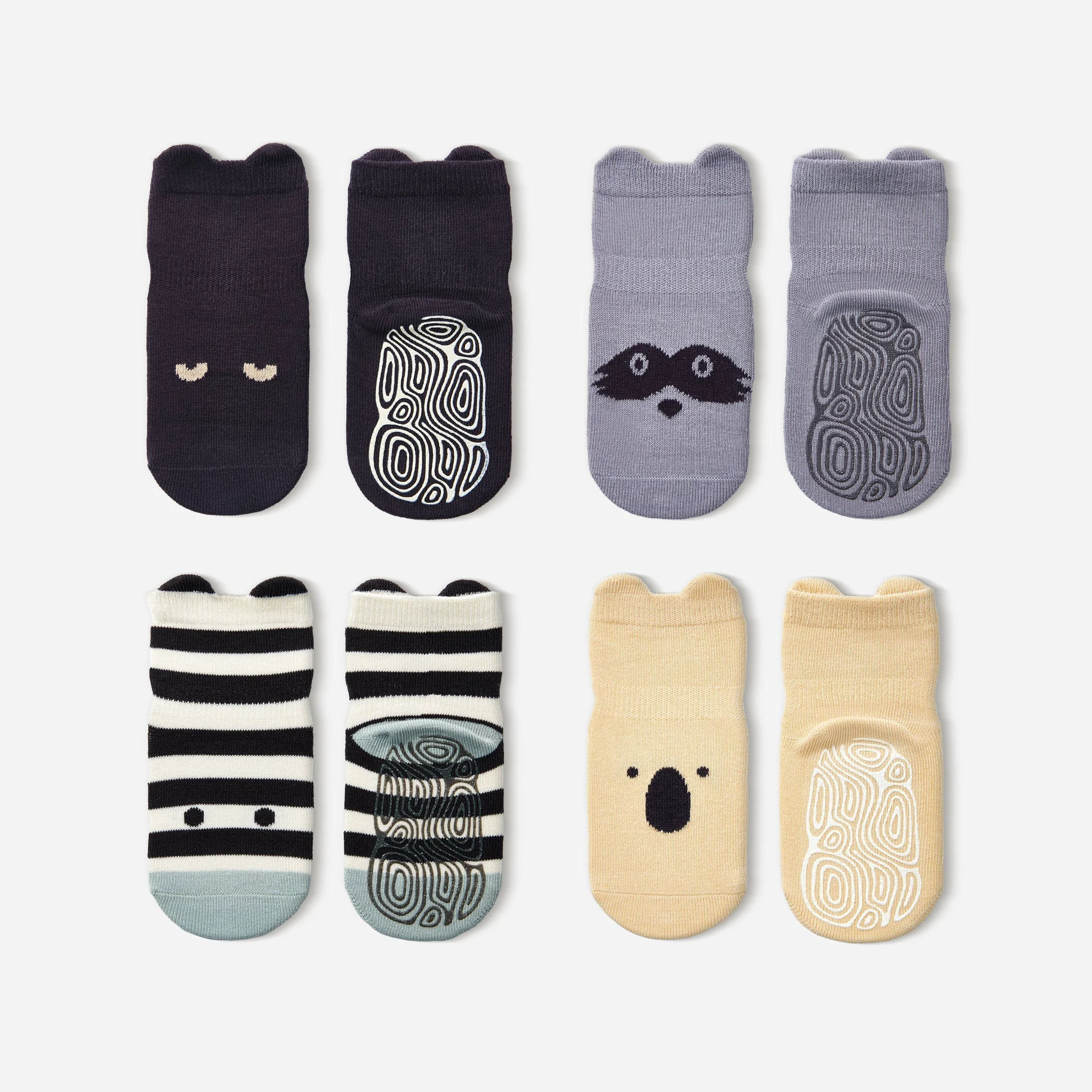 Luxury New- Into The Wild III- Organic- 4 Pairs of Stay-On Baby Toddler Non-Slip Socks Official