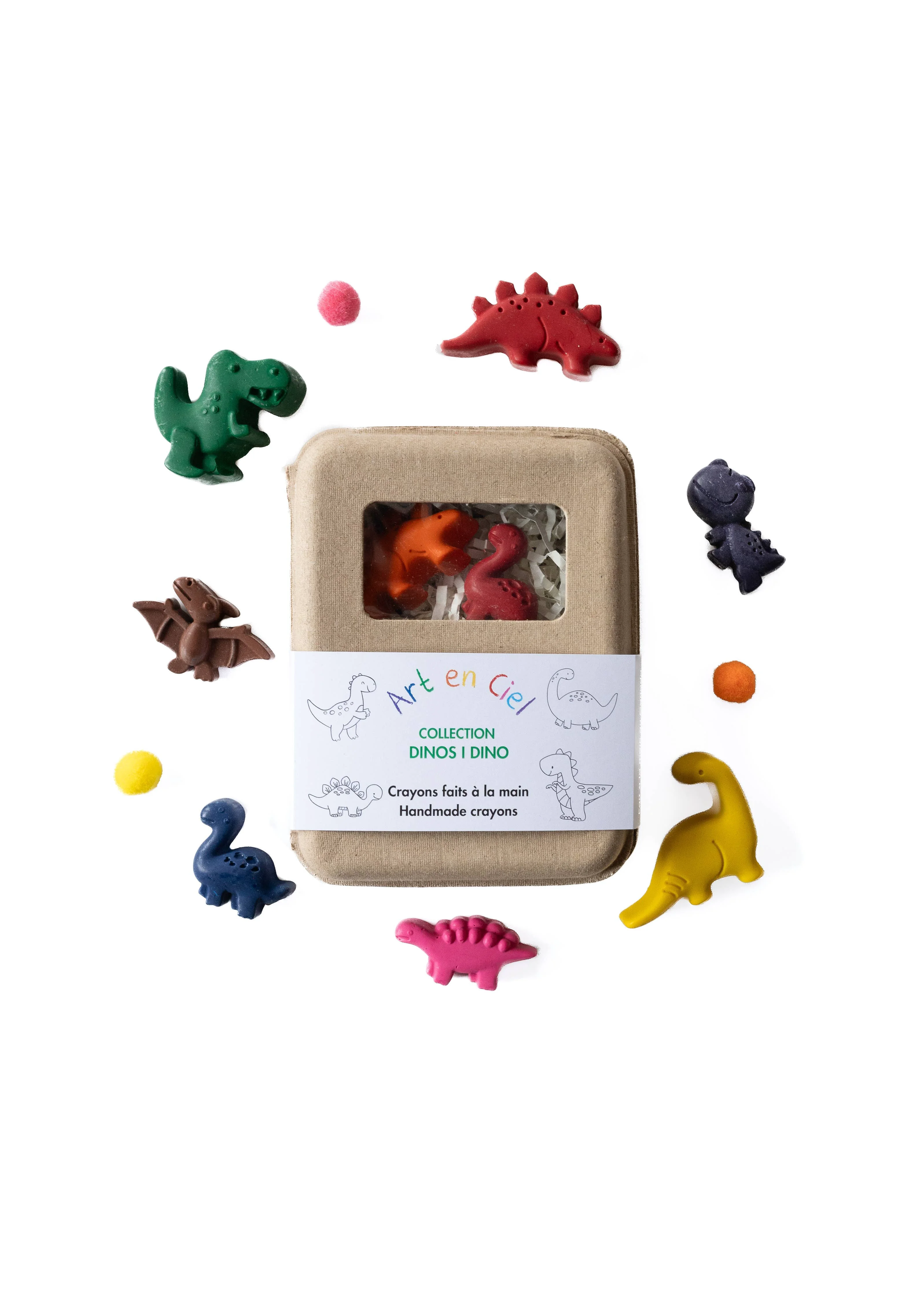 Carefully Designed Handmade Crayons – DINO THEME – Crayons faits à la main Minimalist