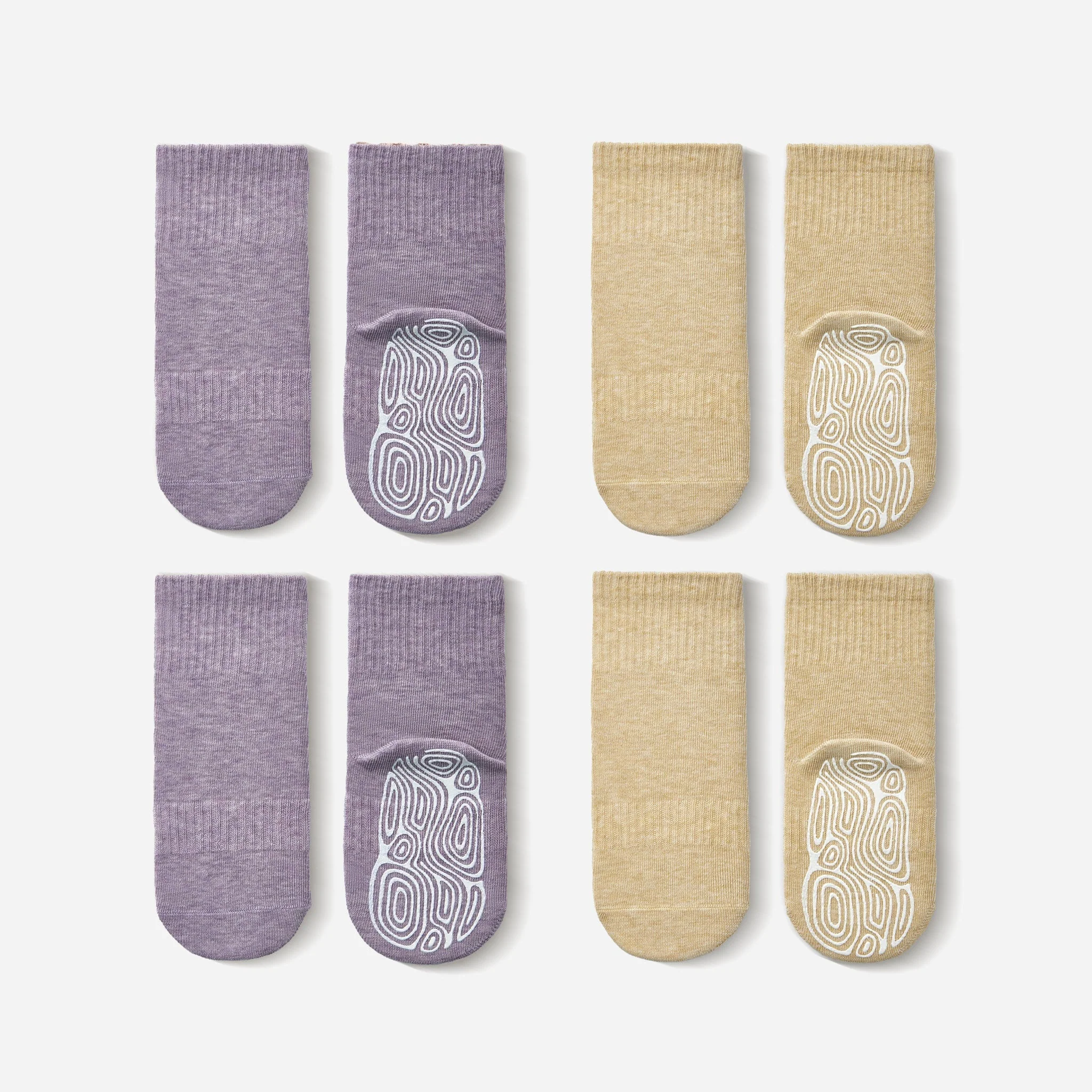 Natural New- Organic Cotton Socks- Lavender Lemon- 4 Pairs of Stay-On Baby Toddler Non-Slip Socks First-Class