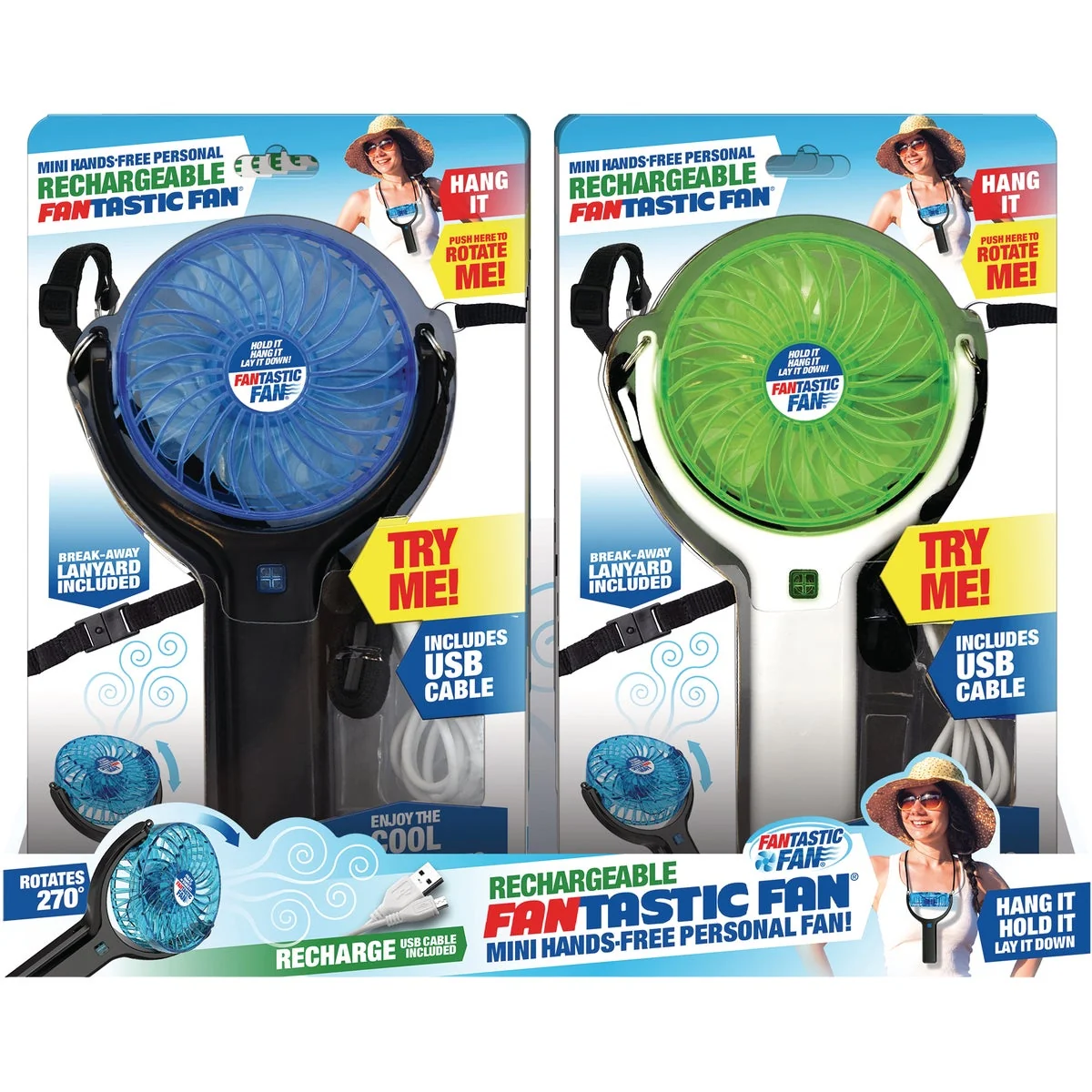 Trusted Fan Mini Hands- Rechargeable USB Fan with Lanyard Fashionable