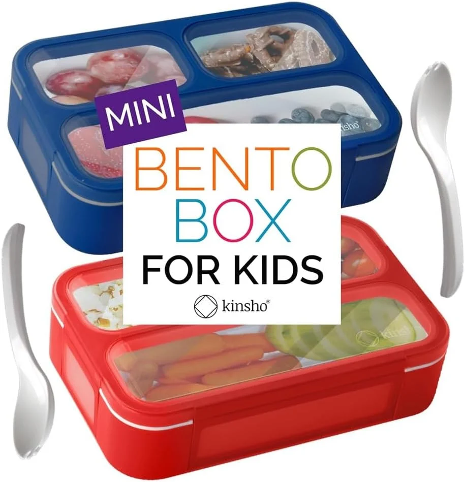 Fine Crafted kinsho Snack Containers – Small Bento Lunch Box for Kids Girls Boys Toddlers Mini Leakproof Boxes Baby Bentobox for School Daycare Travel Fast