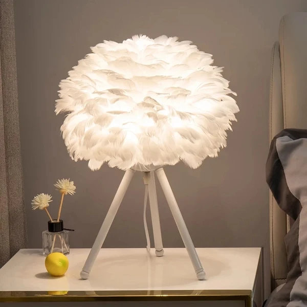 Breathable Feather Table Lamp Safe