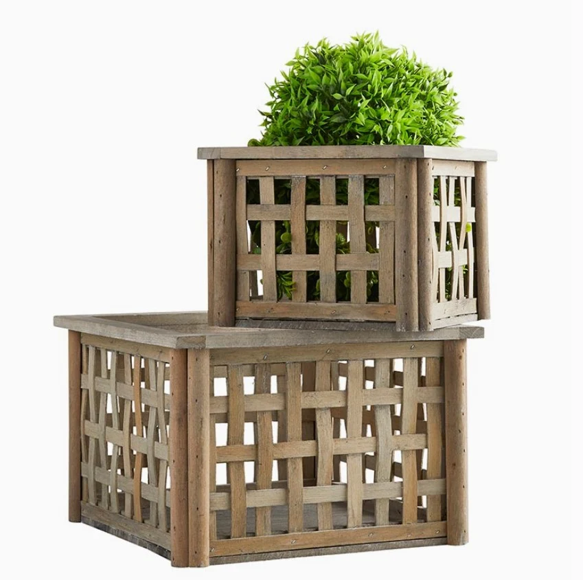 Premium Wooden Woven Basket Green