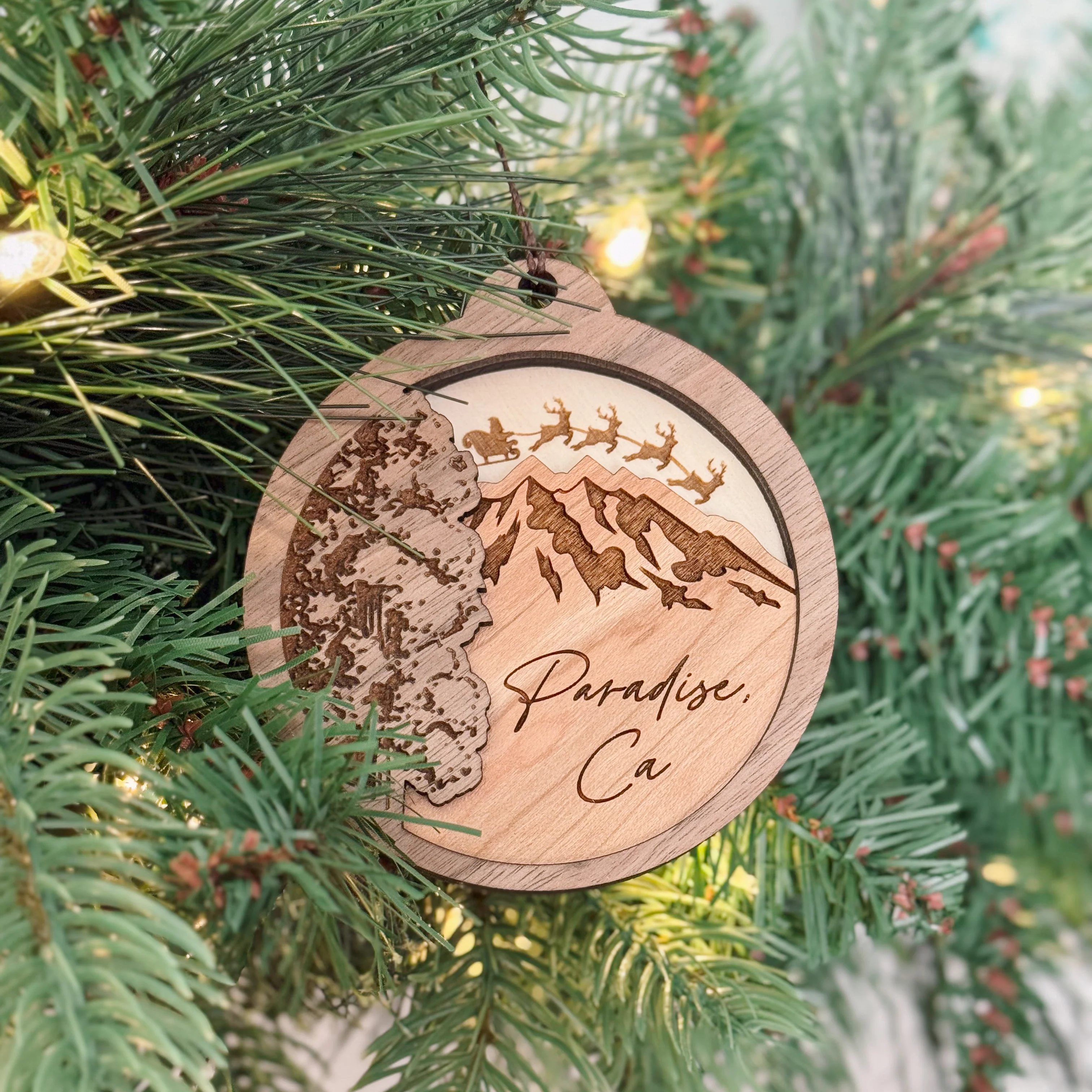 Official Wooden Mountain Tree 3 Layer Ornament Lightweight