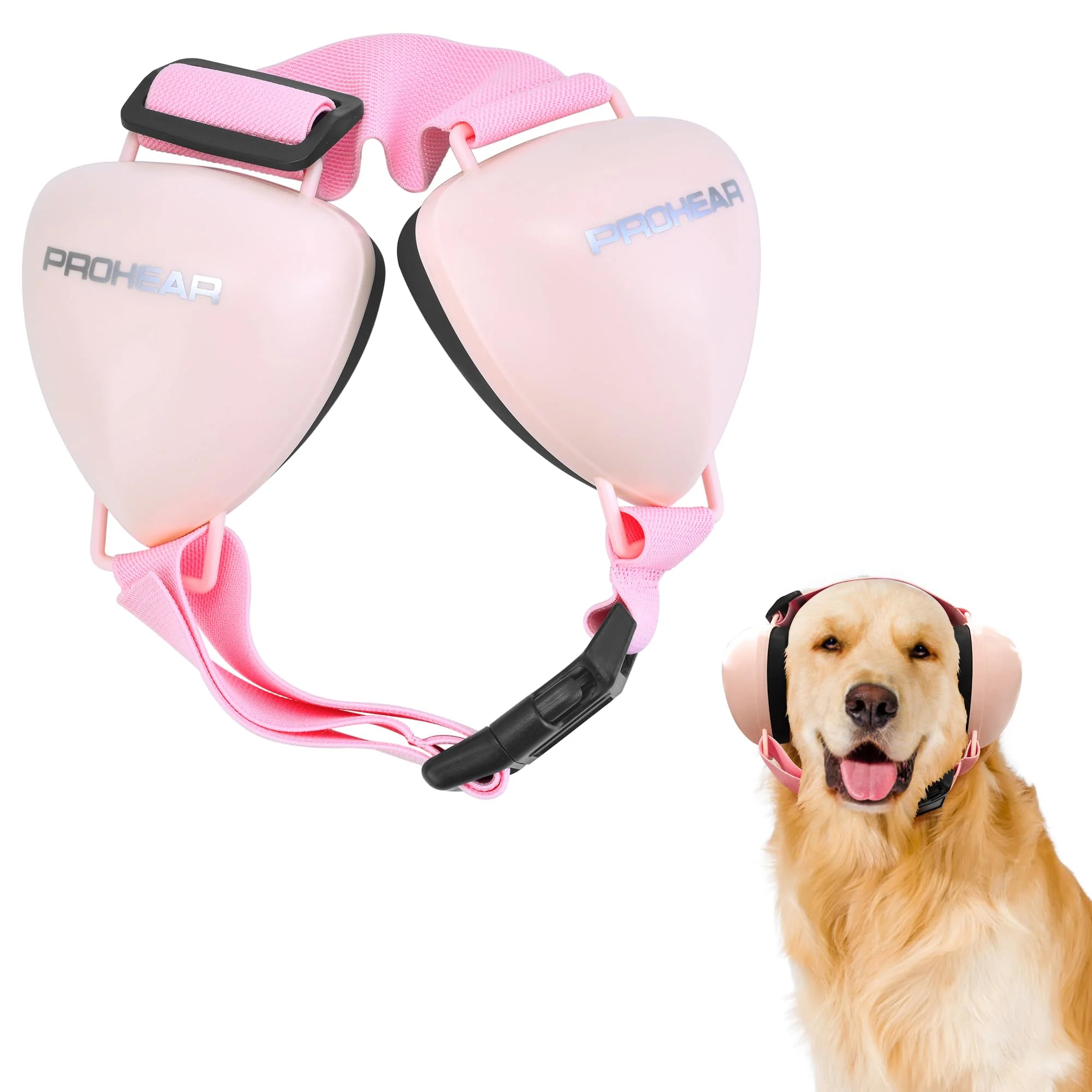 Optimized PROHEAR Dog Ear Muffs – 28dB NRR Adjustable Pink Hearing Protection for Dogs Stylish
