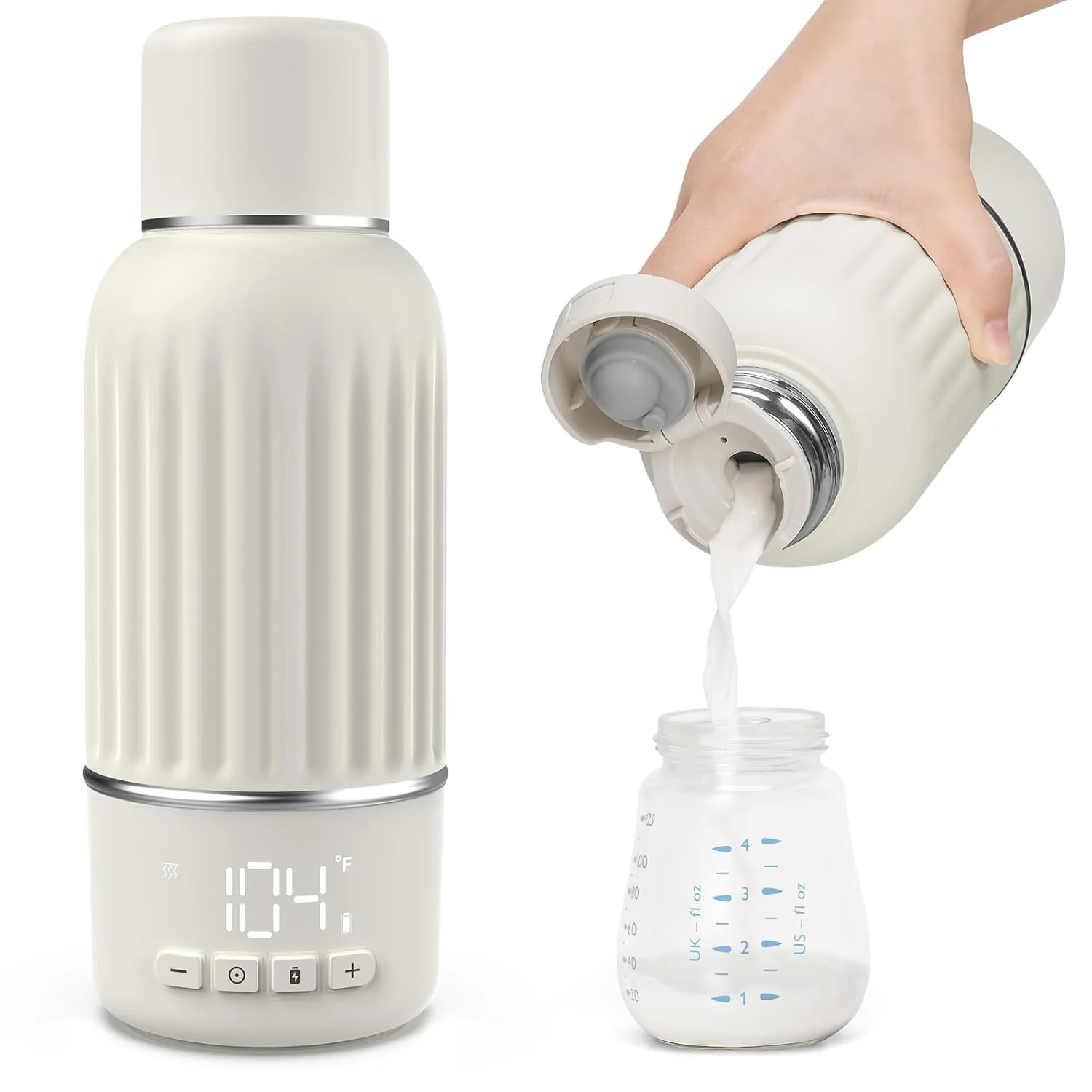 Stylish Portable Bottle Warmer for Travel 2.5 Min Fast Heating for Breast Milk and Formula Portable Milk Warmer with 10400mAh Long Battery 17oz Large Capacity Fast Charging Baby Bottle Warmer Recyclable