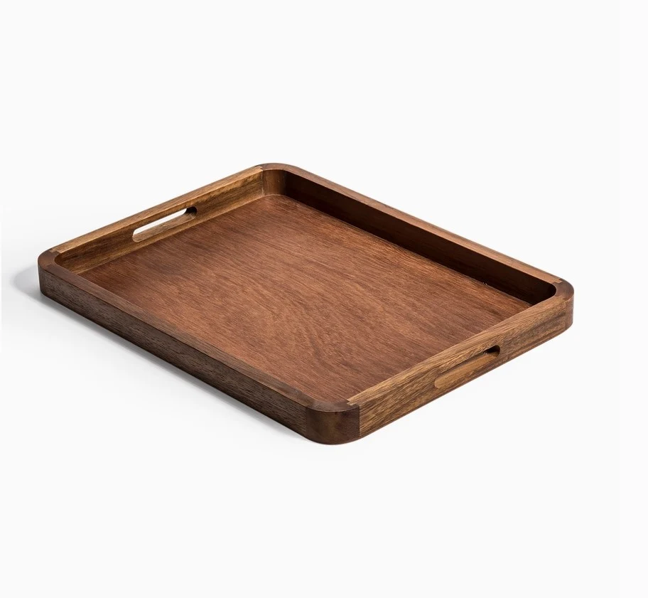 Versatile 18 Acacia Wood Rectangular Serving Tray Contemporary