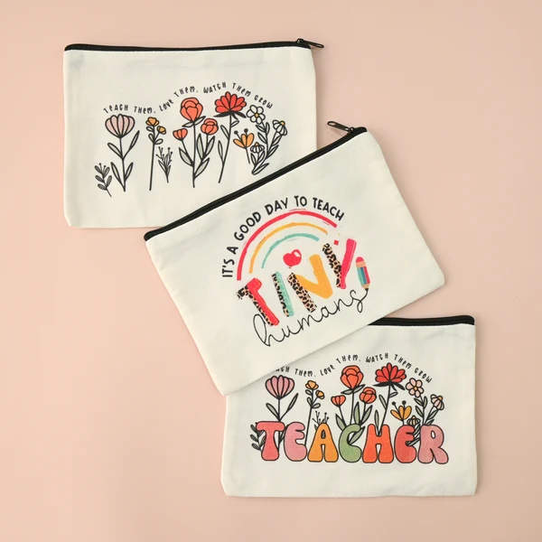 Elegant Teacher Canvas Pencil Case Flexible
