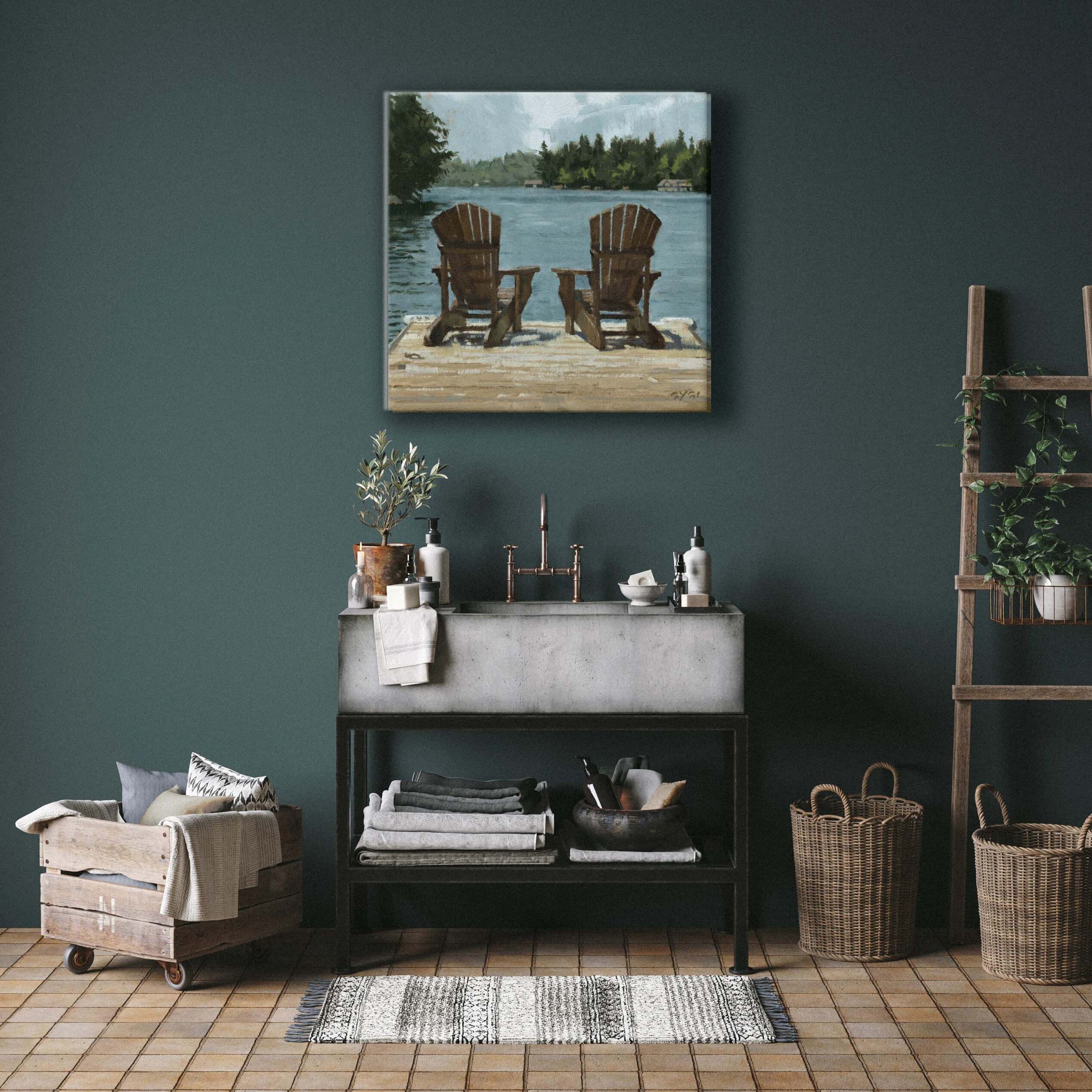 Organic Adirondack Chairs Giclee Wall Art High-Grade
