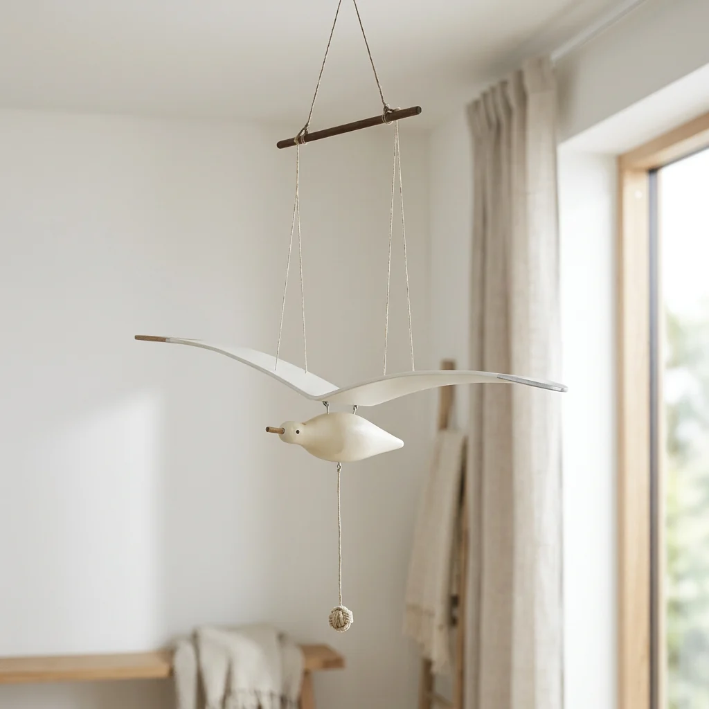 Premium Material Wooden Seagull Mobile Handmade Basswood Gentle Motion Lightweight