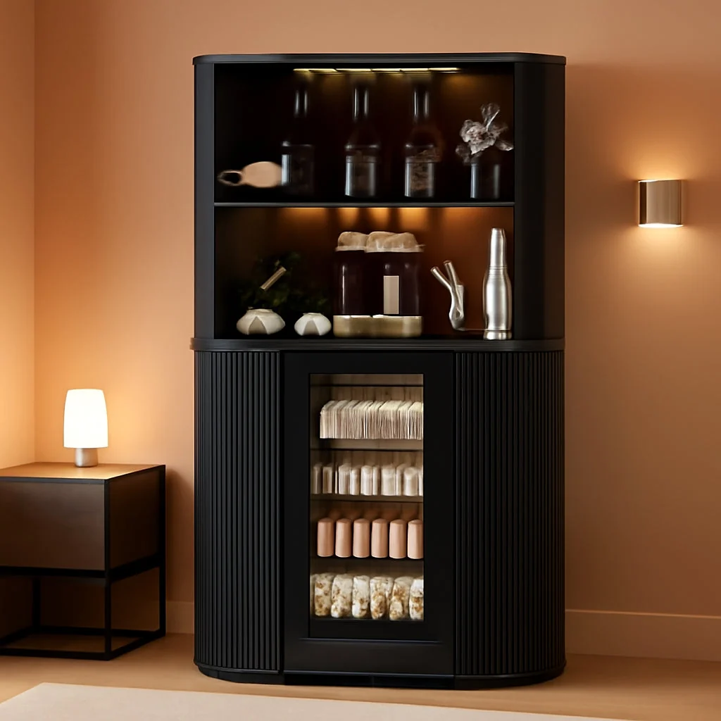 First-Class 71-Inch L-Shaped Bar Cabinet Fridge Space standing Dependable