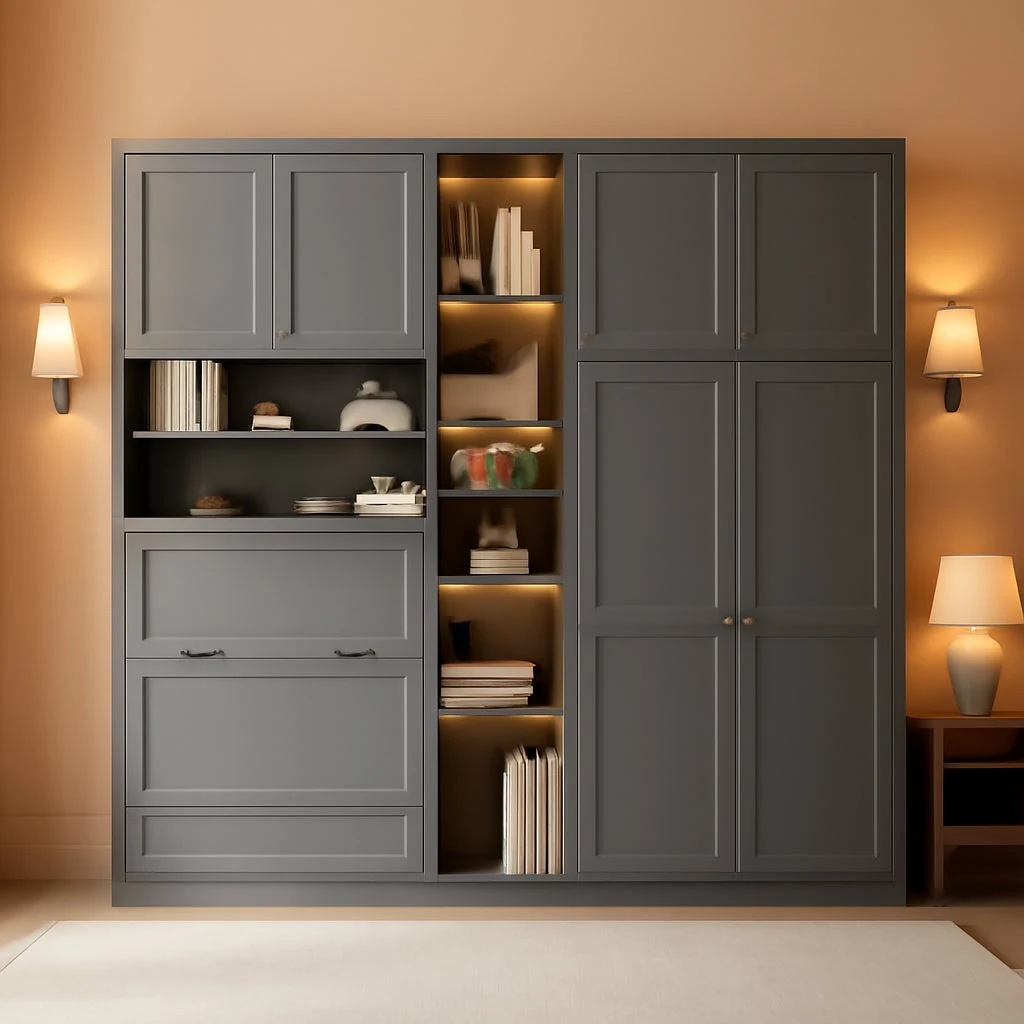 Selected Twin Size Charcoalgray Murphy Cabinet Bed Wardrobe Verified