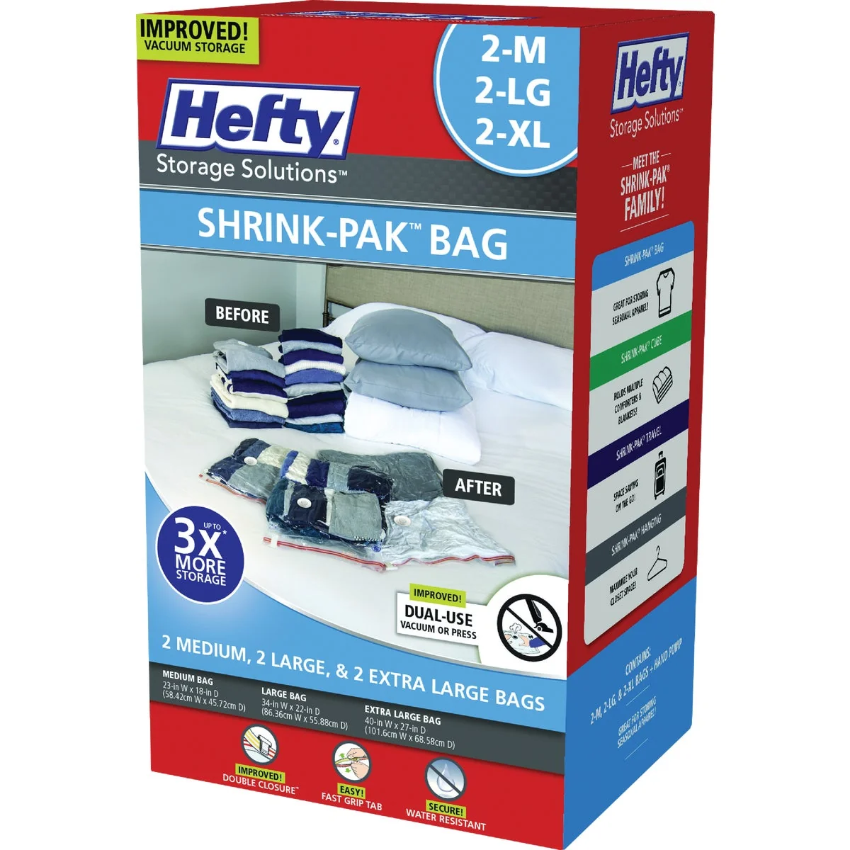 Solid Hefty Shrink-Pak Vacuum Seal Variety Pack Storage Bag 6-Count Secure