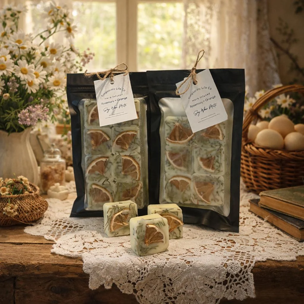 Quality Orange Rosemary Citrus Wax Melts Cottagecore Herbal Home Fragrance Tart Warmer Botanical Aromatherapy Cubes Unique