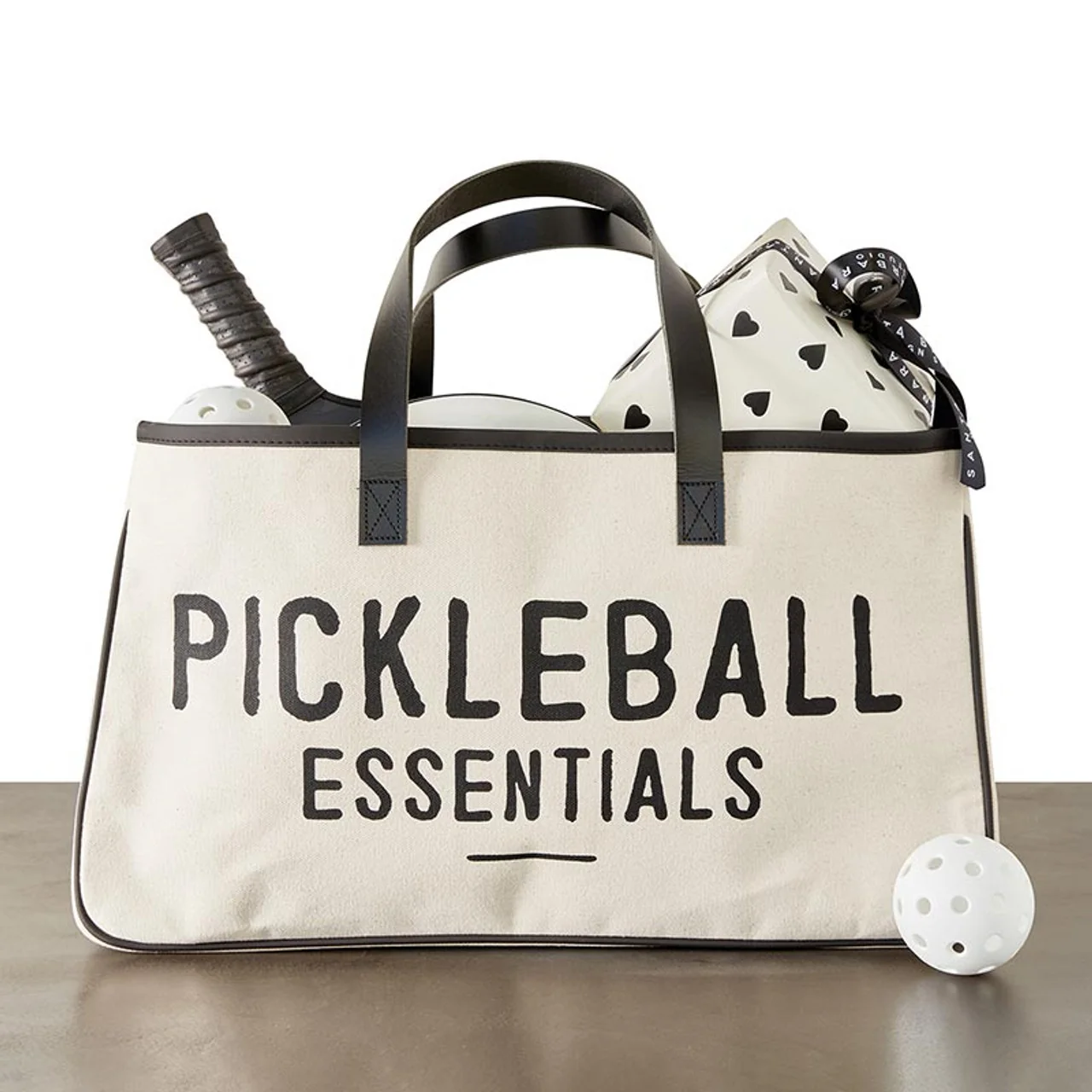 Casual Pickleball Essentials Canvas Leather Tote 20 Sustainable