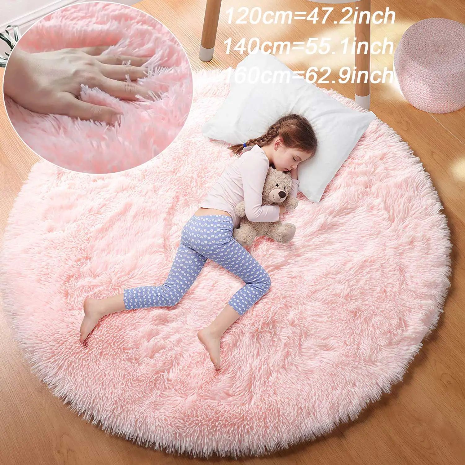 Artisan Pact Round Fluffy Rug – Soft Shaggy Circle Area Rug for Kids’ Girls’ Nursery Bedrooms Plush Playroom Carpet 6 Colours 4 Sizes Effective