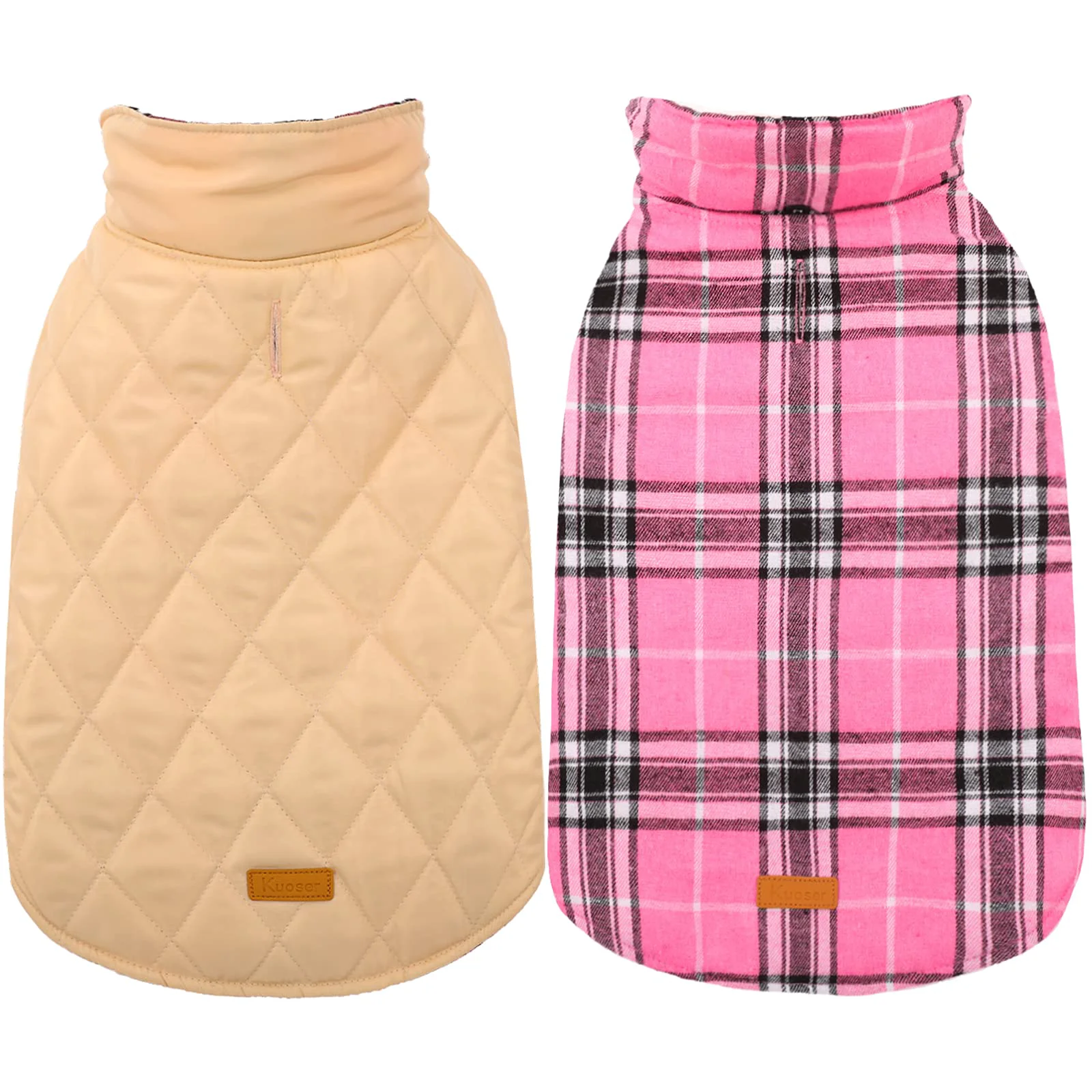 Practical Kuoser Waterproof Dog Coat – Reversible Winter Jacket for Medium Dogs Pink Adjustable Authentic