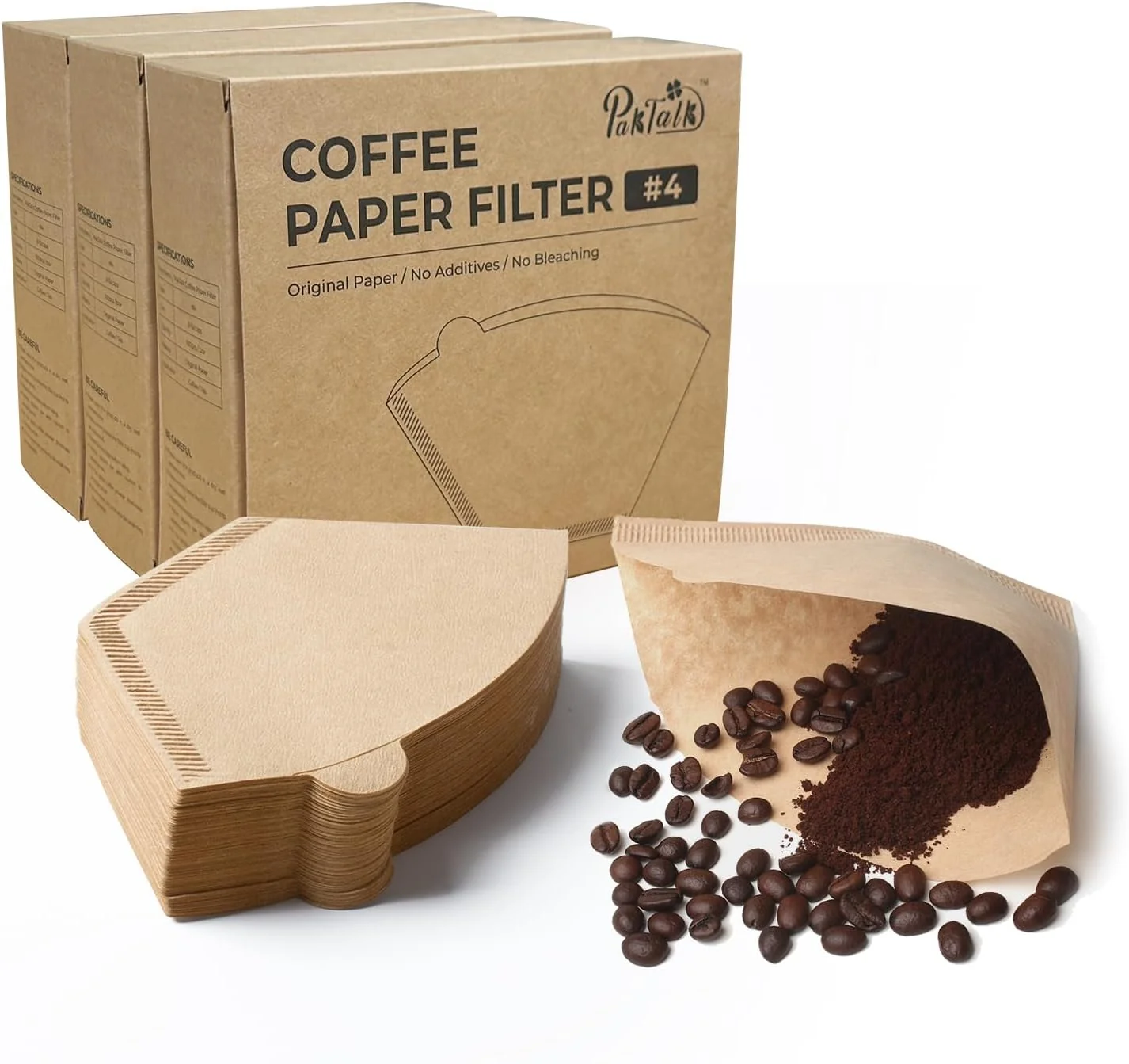 Effective 300 Count Cone Coffee Filters 4 Natural Brown Paper Coffee Filters 4 Cone Paper for Pour Over and Drip Coffee Maker 100 Count Pack of 3 Refined