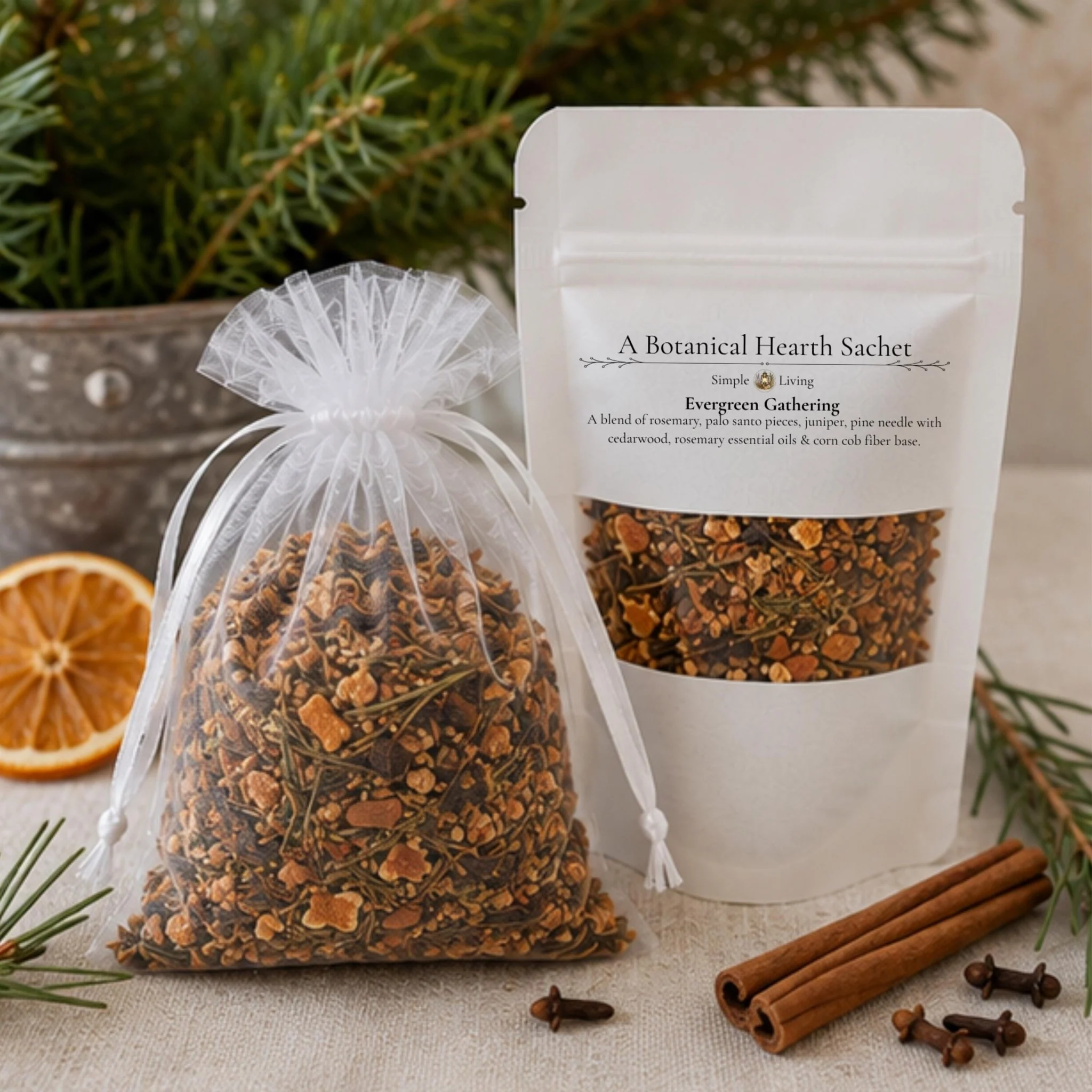 Breathable Evergreen Gathering Sachet Woodland Home Fragrance Pine Juniper Botanical Pouch Hearth Decor Easy-to-Use
